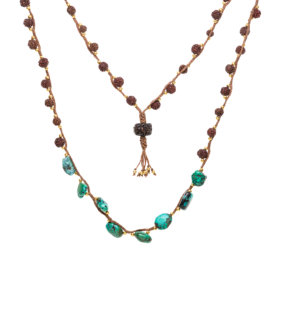 Woven Turquoise and Rudraksha gold bead Magic