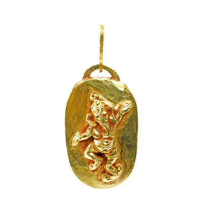 Dancing Ganesha TIki Amulet - Gold