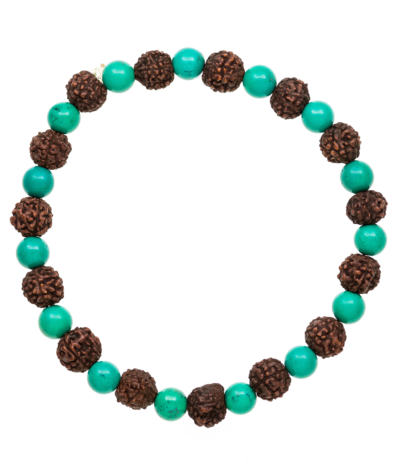 Turquoise Rudraksha Stretchy Bracelet