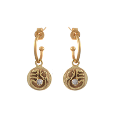Tibetan Moon Earrings - Gold