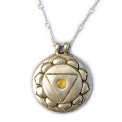 Navel Chakra Amulet with chain - Silver