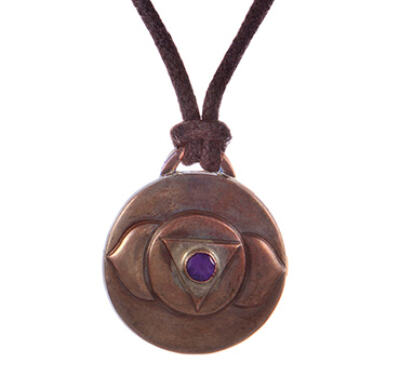 Third Eye Chakra Amulet with cord - Copper
