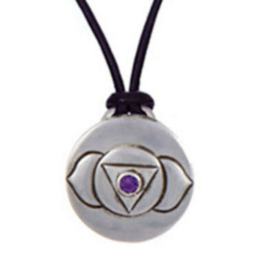 Third Eye Chakra Amulet with cord - Silver