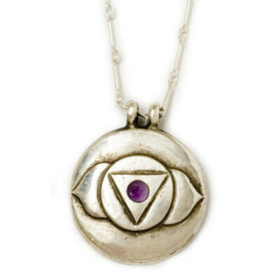 Third Eye Chakra Amulet with chain - Silver classic