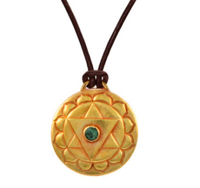 Heart Chakra Amulet with cord - Gold