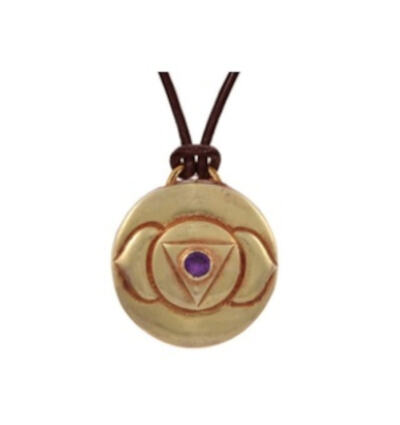 Third Eye Chakra Amulet with cord - Gold