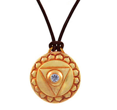 Throat Chakra Amulet with cord - Gold