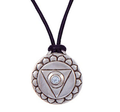 Throat Chakra Amulet with cord - Silver